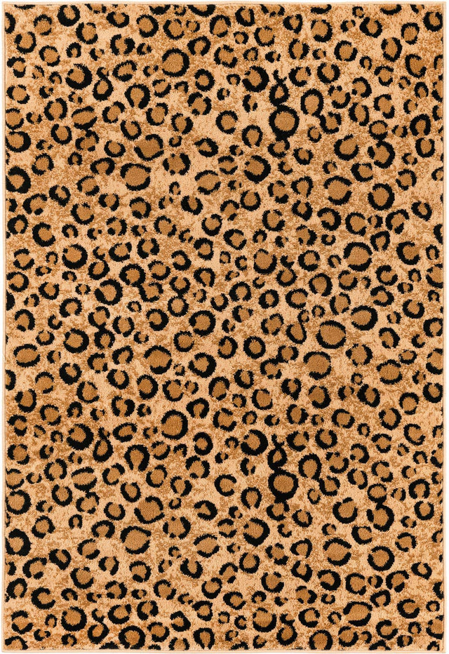 Light Brown 4' 1 x 6' 1 Wildlife Rectangle Area Rug Animal Print Safari Jungle Inspired Carpet for Unique Modern Interior Design for Sale at Rug Engine