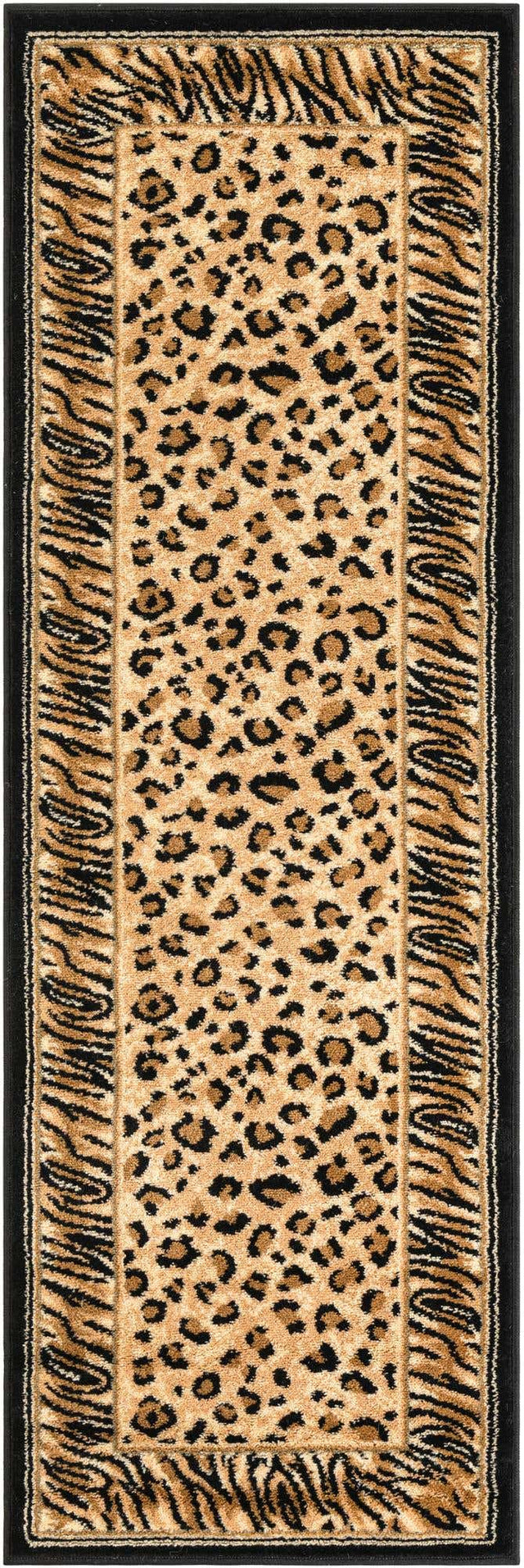 Light Brown 2' x 6' 1 Wildlife Runner Area Rug Animal Print Safari Jungle Inspired Carpet for Unique Modern Interior Design for Sale at Rug Engine