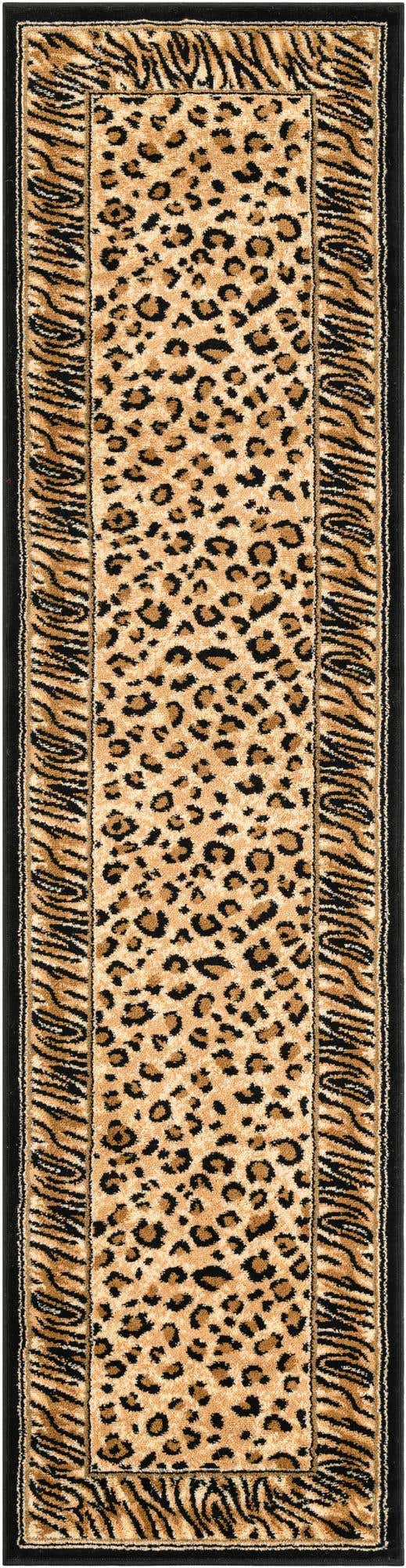 Light Brown 2' x 8' Wildlife Runner Area Rug Animal Print Safari Jungle Inspired Carpet for Unique Modern Interior Design for Sale at Rug Engine