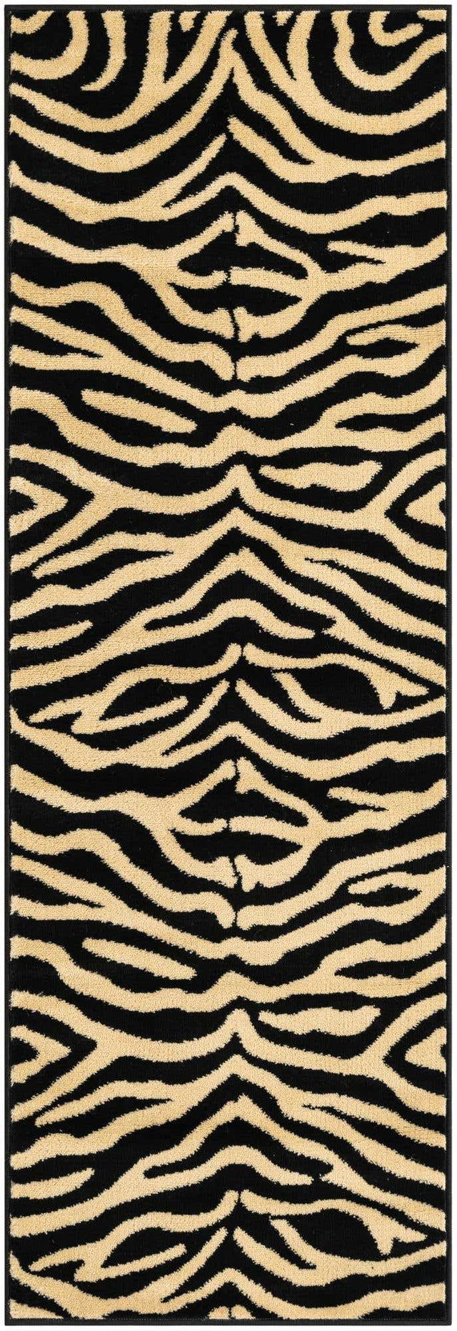 Black 2' x 6' 1 Wildlife Runner Area Rug Animal Print Safari Jungle Inspired Carpet for Unique Modern Interior Design for Sale at Rug Engine