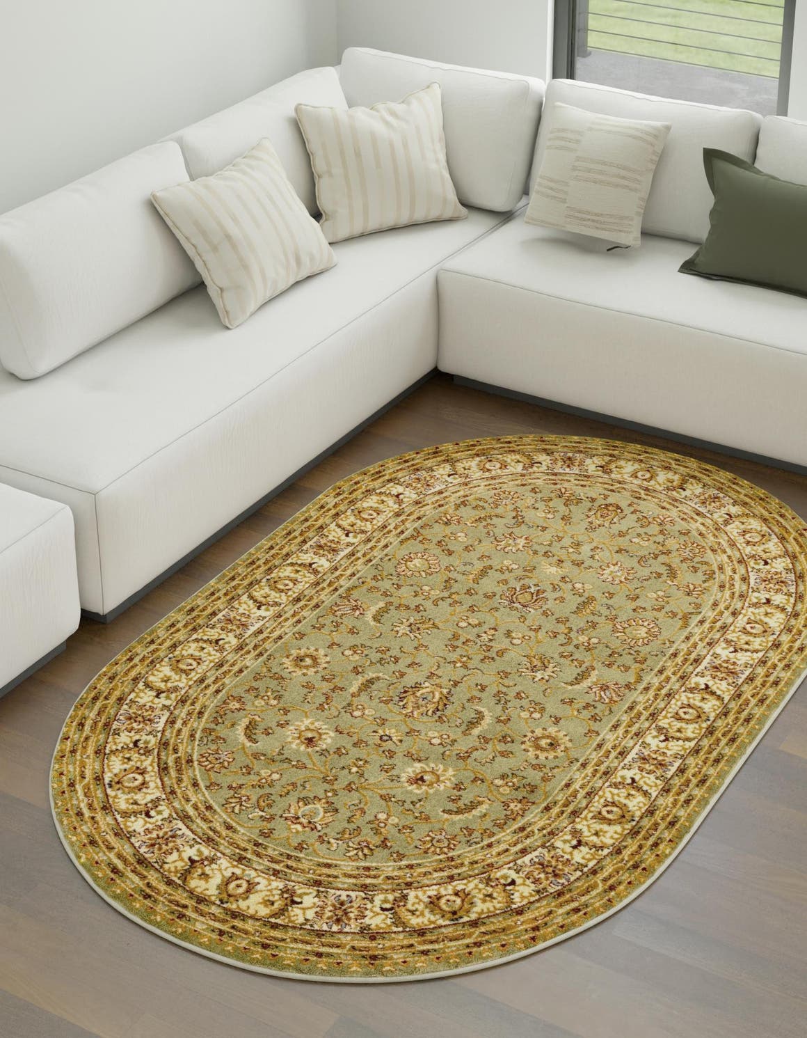 Green 5' 3 x 8' Voyage Oval Area Rug