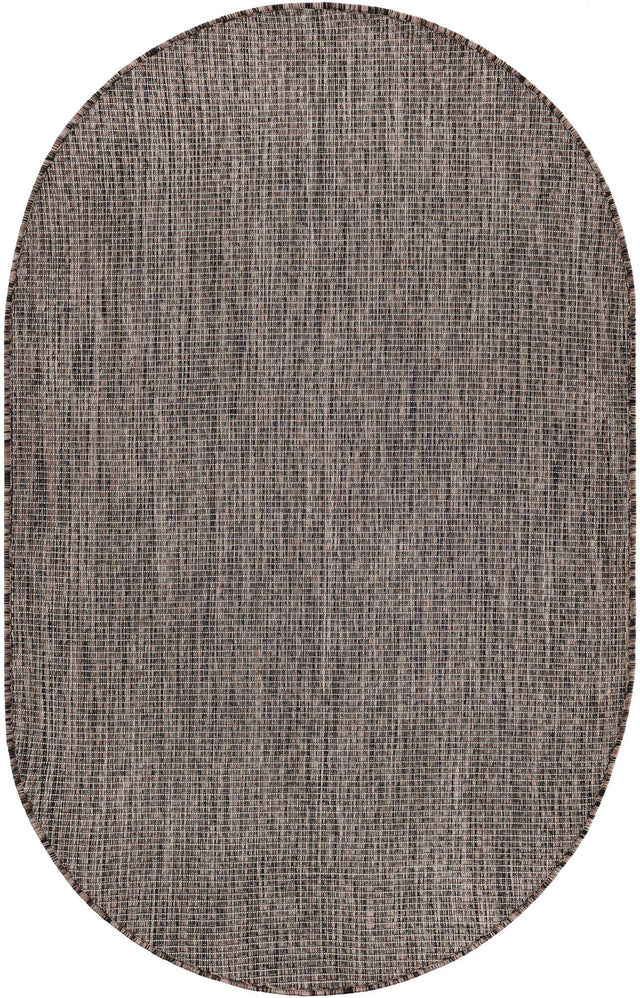 Light Brown 3' 1 x 5' 3 Outdoor Solid Oval Area Rug Weather Resistant for Patio, Deck, Terrace, Balcony, Porch 100% Polypropylene Minimalist Waterproof Carpet for Sale at Rug Engine