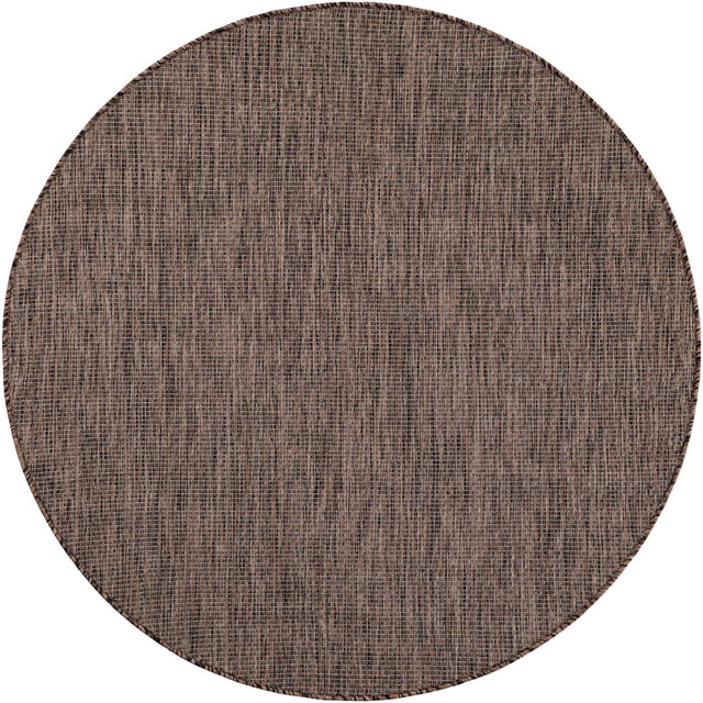 Light Brown 5' 3 x 5' 3 Outdoor Solid Round Area Rug Weather Resistant for Patio, Deck, Terrace, Balcony, Porch 100% Polypropylene Minimalist Waterproof Carpet for Sale at Rug Engine