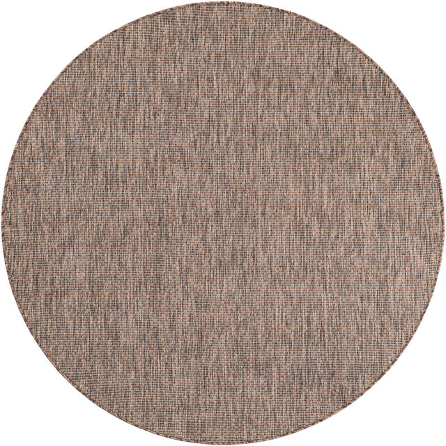 Light Brown 6' 1 x 6' 1 Outdoor Solid Round Area Rug Weather Resistant for Patio, Deck, Terrace, Balcony, Porch 100% Polypropylene Minimalist Waterproof Carpet for Sale at Rug Engine