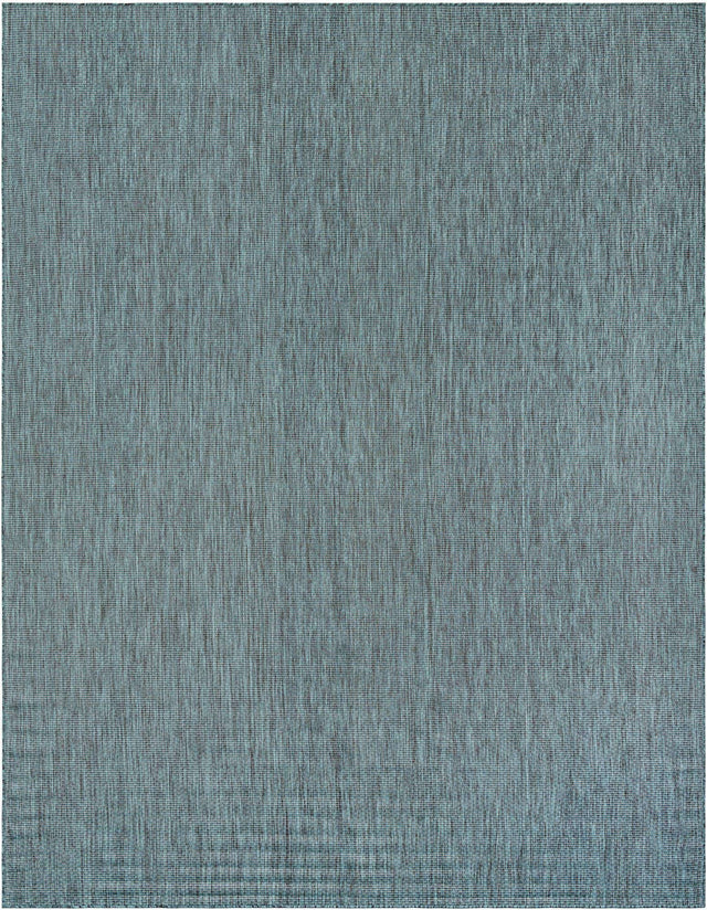 Teal 10' x 13' 1 Outdoor Solid Rectangle Area Rug Weather Resistant for Patio, Deck, Terrace, Balcony, Porch 100% Polypropylene Minimalist Waterproof Carpet for Sale at Rug Engine