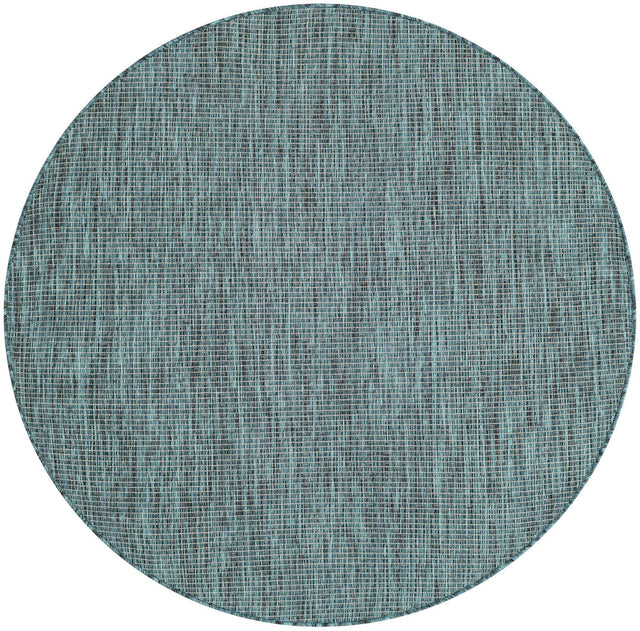 Teal 4' 1 x 4' 1 Outdoor Solid Round Area Rug Weather Resistant for Patio, Deck, Terrace, Balcony, Porch 100% Polypropylene Minimalist Waterproof Carpet for Sale at Rug Engine