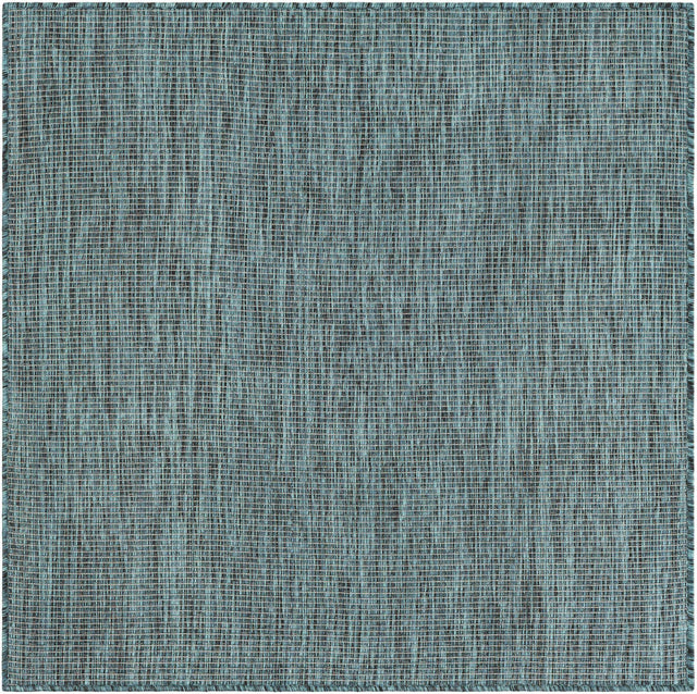 Teal 4' 1 x 4' 1 Outdoor Solid Square Area Rug Weather Resistant for Patio, Deck, Terrace, Balcony, Porch 100% Polypropylene Minimalist Waterproof Carpet for Sale at Rug Engine