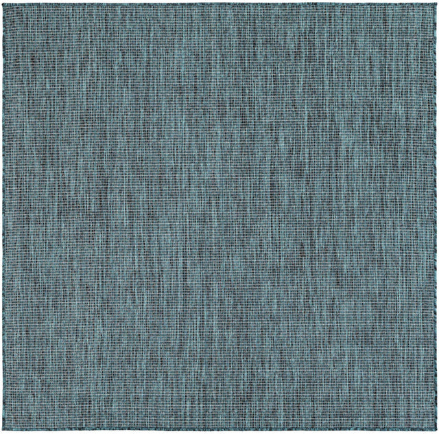 Teal 5' 3 x 5' 3 Outdoor Solid Square Area Rug Weather Resistant for Patio, Deck, Terrace, Balcony, Porch 100% Polypropylene Minimalist Waterproof Carpet for Sale at Rug Engine