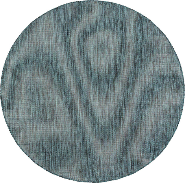 Teal 6' 1 x 6' 1 Outdoor Solid Round Area Rug Weather Resistant for Patio, Deck, Terrace, Balcony, Porch 100% Polypropylene Minimalist Waterproof Carpet for Sale at Rug Engine