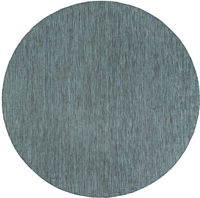 Teal 7' 10 x 7' 10 Outdoor Solid Round Area Rug Weather Resistant for Patio, Deck, Terrace, Balcony, Porch 100% Polypropylene Minimalist Waterproof Carpet for Sale at Rug Engine