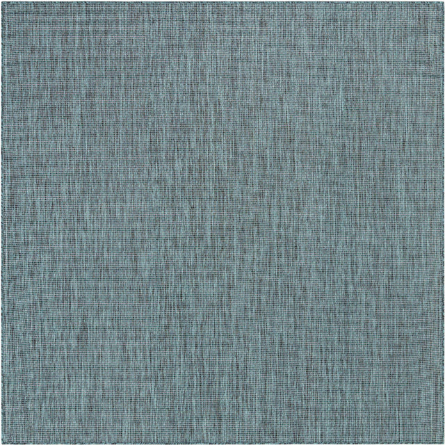 Teal 7' 10 x 7' 10 Outdoor Solid Square Area Rug Weather Resistant for Patio, Deck, Terrace, Balcony, Porch 100% Polypropylene Minimalist Waterproof Carpet for Sale at Rug Engine
