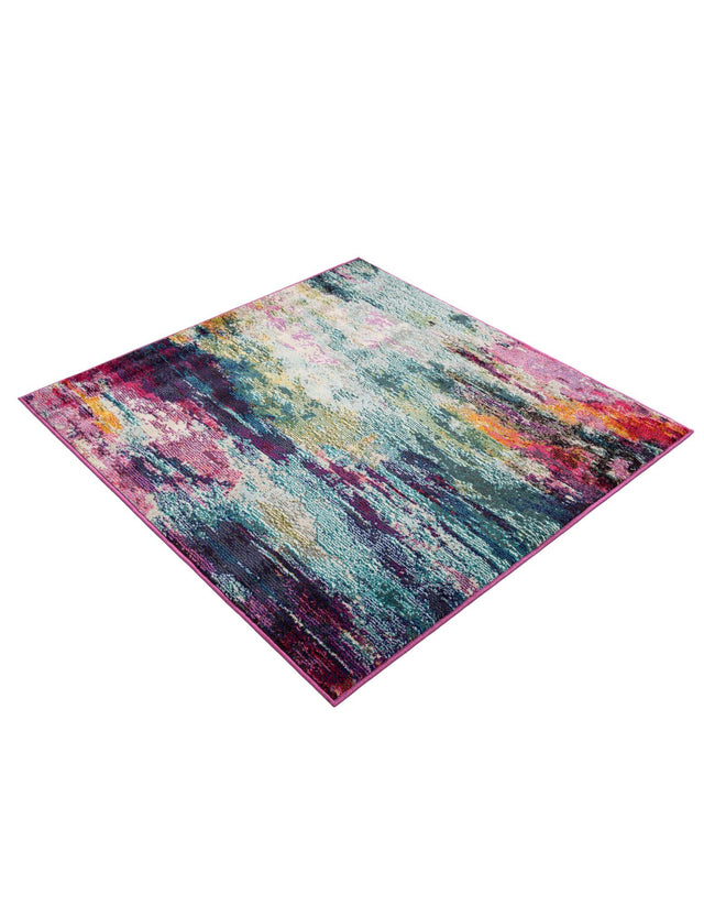 Multicolor 4' 1 x 4' 1 Chromatic Square Area Rug 100% Polypropylene With Cotton Backing Abstract Modern Colorful Carpet Mat for Home Decor & Interior Design for Sale at Rug Engine