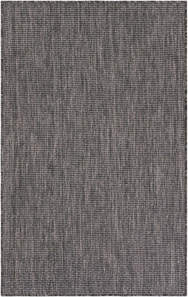 Black 3' 1 x 5' 3 Outdoor Solid Rectangle Area Rug Weather Resistant for Patio, Deck, Terrace, Balcony, Porch 100% Polypropylene Minimalist Waterproof Carpet for Sale at Rug Engine