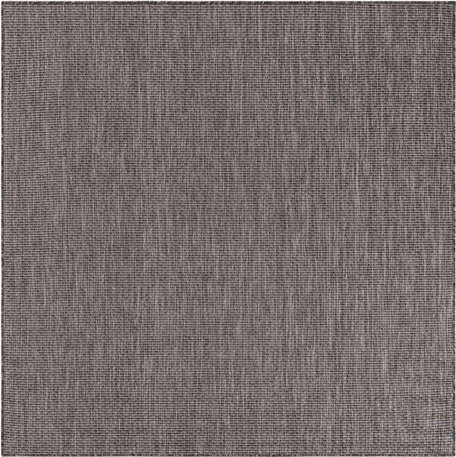 Black 6' 1 x 6' 1 Outdoor Solid Square Area Rug Weather Resistant for Patio, Deck, Terrace, Balcony, Porch 100% Polypropylene Minimalist Waterproof Carpet for Sale at Rug Engine