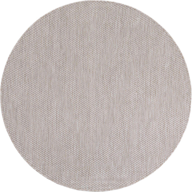 Beige 6' 1 x 6' 1 Outdoor Solid Round Area Rug Weather Resistant for Patio, Deck, Terrace, Balcony, Porch 100% Polypropylene Minimalist Waterproof Carpet for Sale at Rug Engine