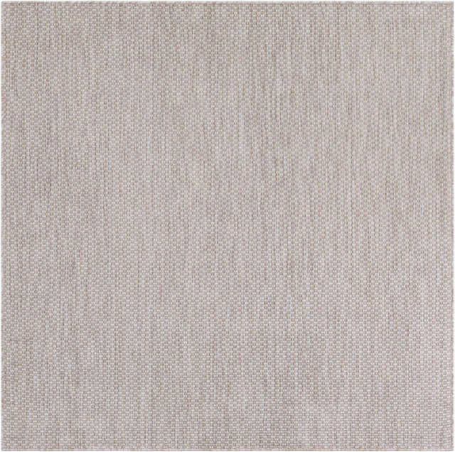 Beige 6' 1 x 6' 1 Outdoor Solid Square Area Rug Weather Resistant for Patio, Deck, Terrace, Balcony, Porch 100% Polypropylene Minimalist Waterproof Carpet for Sale at Rug Engine