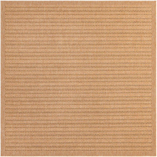 Light Brown 7' 10 x 7' 10 Outdoor Border Square Area Rug Weather Resistant for Patio, Deck, Terrace, Balcony, Porch 100% Polypropylene Classic Bordered Carpet for Sale at Rug Engine