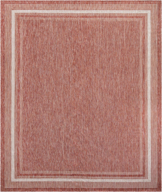 Rust Red 10' x 13' 1 Outdoor Border Rectangle Area Rug Weather Resistant for Patio, Deck, Terrace, Balcony, Porch 100% Polypropylene Classic Bordered Carpet for Sale at Rug Engine