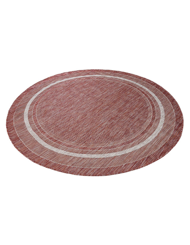 Rust Red 6' 1 x 6' 1 Outdoor Border Round Area Rug Weather Resistant for Patio, Deck, Terrace, Balcony, Porch 100% Polypropylene Classic Bordered Carpet for Sale at Rug Engine