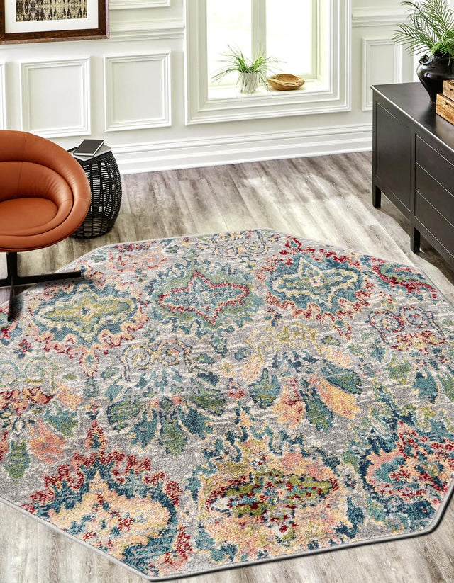 Multicolor 4' 1 x 4' 1 Sumter Octagon Area Rug Contemporary Durable Easy Clean Carpet for Bedrooms, Living Areas, Dining, Office, Dorms for Sale at Rug Engine