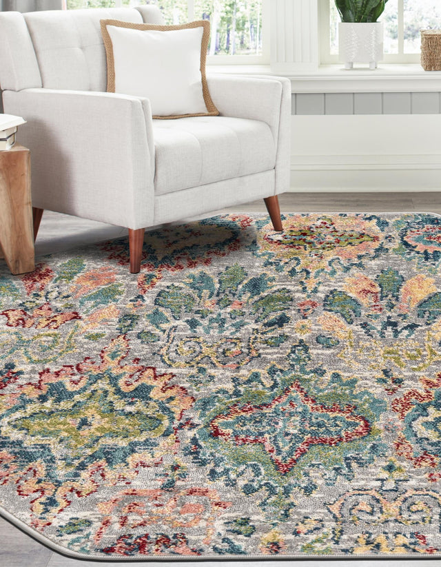 Multicolor 4' 1 x 4' 1 Sumter Octagon Area Rug Contemporary Durable Easy Clean Carpet for Bedrooms, Living Areas, Dining, Office, Dorms for Sale at Rug Engine