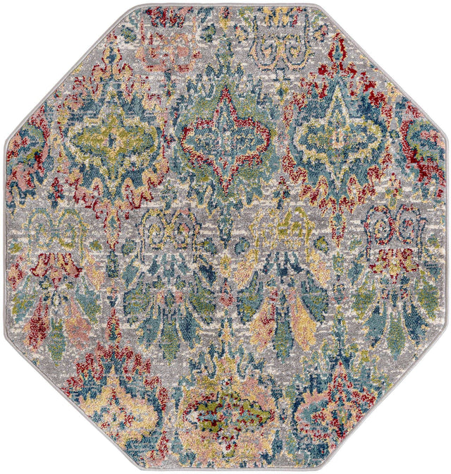 Multicolor 4' 1 x 4' 1 Sumter Octagon Area Rug Contemporary Durable Easy Clean Carpet for Bedrooms, Living Areas, Dining, Office, Dorms for Sale at Rug Engine