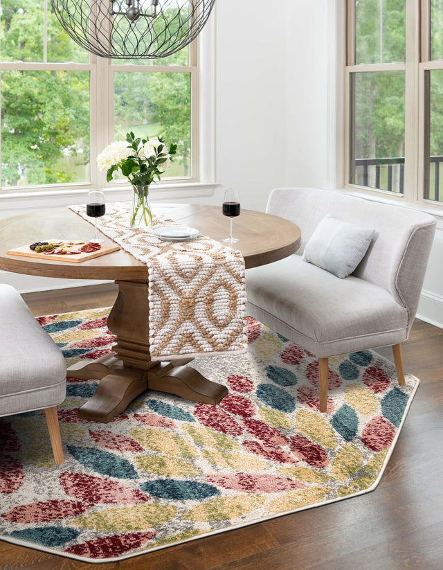 Multicolor 4' 1 x 4' 1 Sumter Octagon Area Rug Contemporary Durable Easy Clean Carpet for Bedrooms, Living Areas, Dining, Office, Dorms for Sale at Rug Engine
