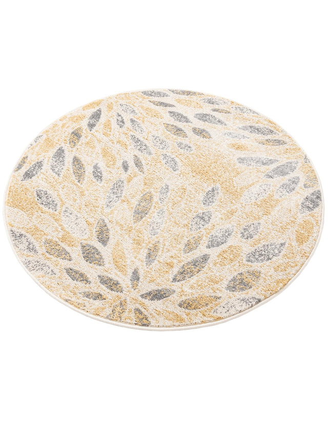 Yellow 4' 1 x 4' 1 Sumter Round Area Rug Contemporary Durable Easy Clean Carpet for Bedrooms, Living Areas, Dining, Office, Dorms for Sale at Rug Engine