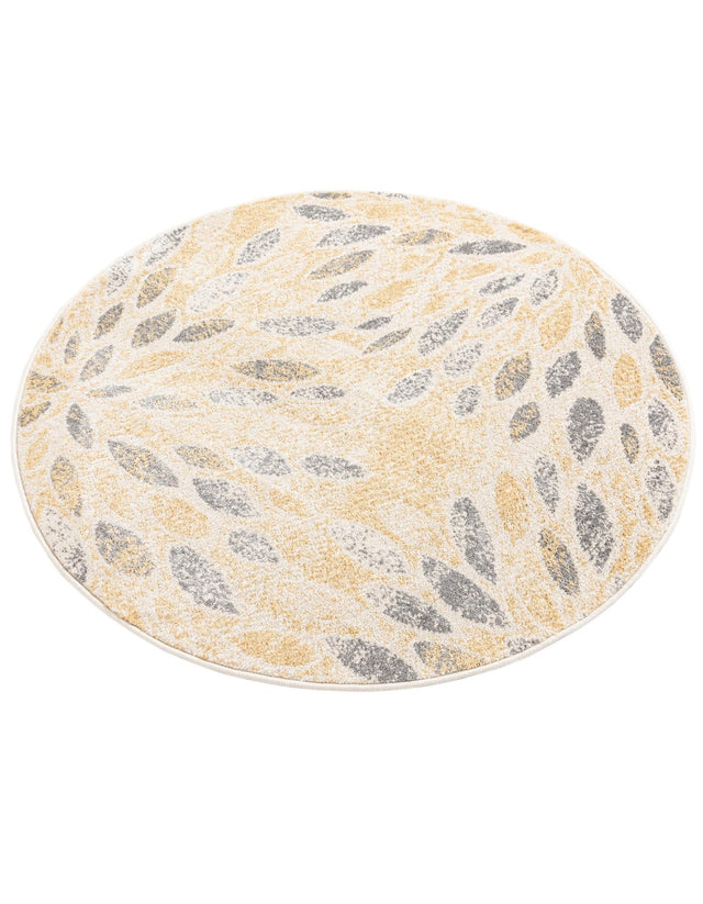 Yellow 4' 1 x 4' 1 Sumter Round Area Rug Contemporary Durable Easy Clean Carpet for Bedrooms, Living Areas, Dining, Office, Dorms for Sale at Rug Engine