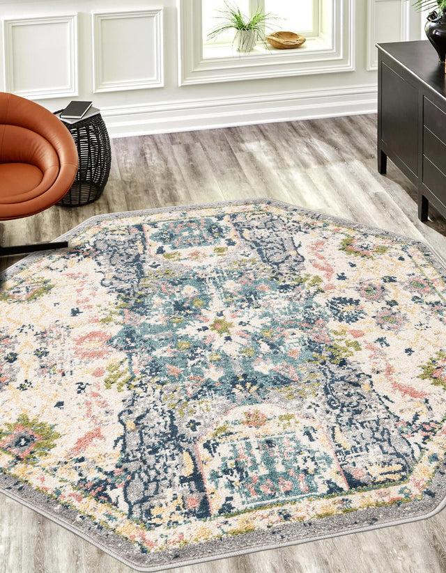 Ivory 4' 1 x 4' 1 Sumter Octagon Area Rug Contemporary Durable Easy Clean Carpet for Bedrooms, Living Areas, Dining, Office, Dorms for Sale at Rug Engine