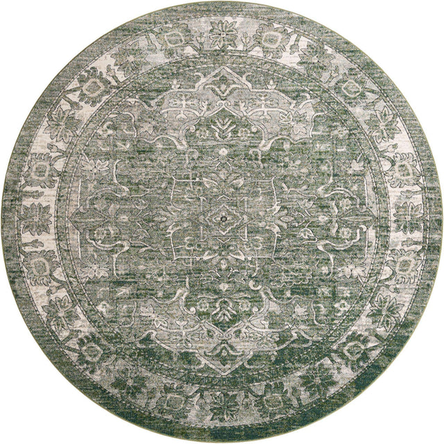 Green 10' x 10' Isabella Round Area Rug Polypropylene & Polyester Traditional Elegant Carpet for Living Rooms, Dining, Office, Dorms for Sale at Rug Engine