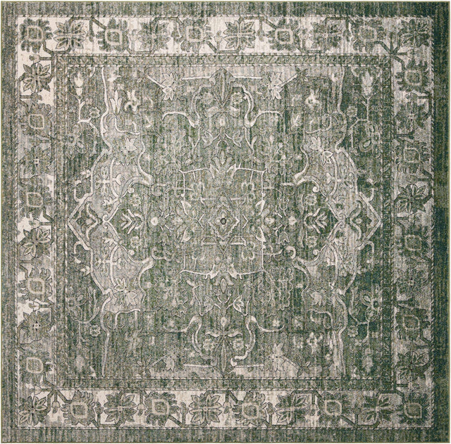Green 10' x 10' Isabella Square Area Rug Polypropylene & Polyester Traditional Elegant Carpet for Living Rooms, Dining, Office, Dorms for Sale at Rug Engine