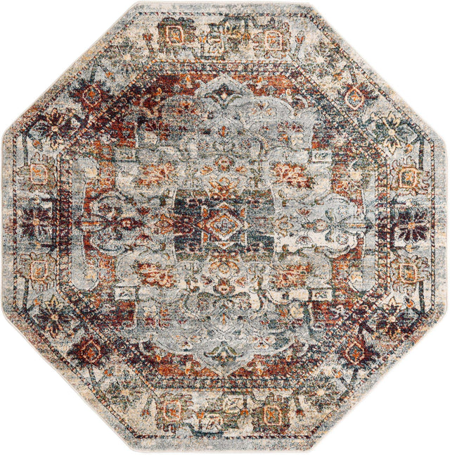 Ivory 6' 1 x 6' 1 Isabella Octagon Area Rug Polypropylene & Polyester Traditional Elegant Carpet for Living Rooms, Dining, Office, Dorms for Sale at Rug Engine