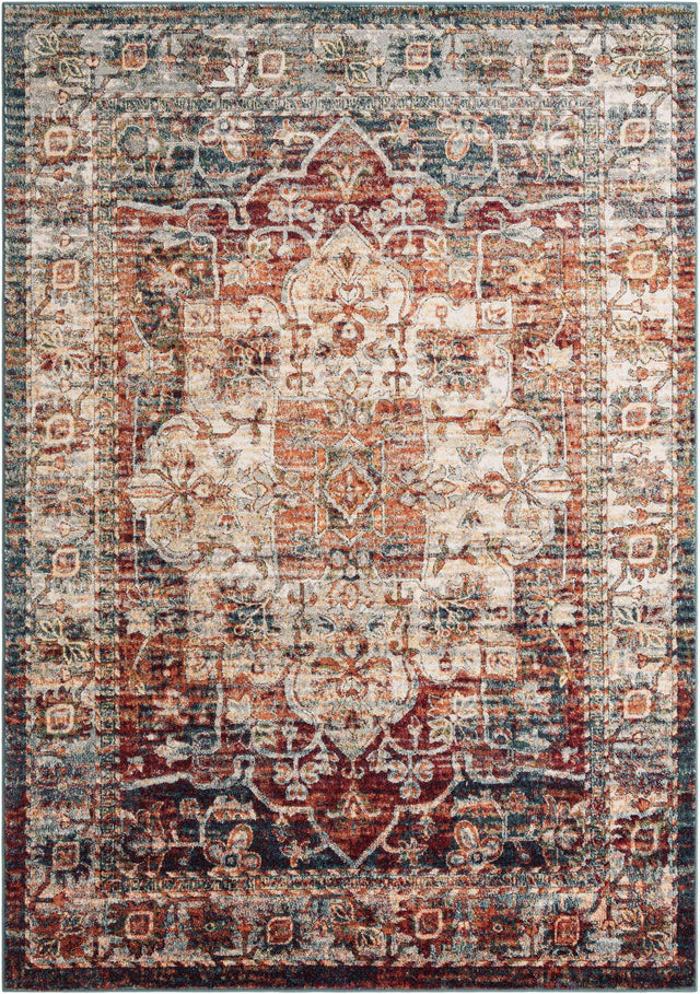 Multicolor 7' 1 x 10' Isabella Rectangle Area Rug Polypropylene & Polyester Traditional Elegant Carpet for Living Rooms, Dining, Office, Dorms for Sale at Rug Engine