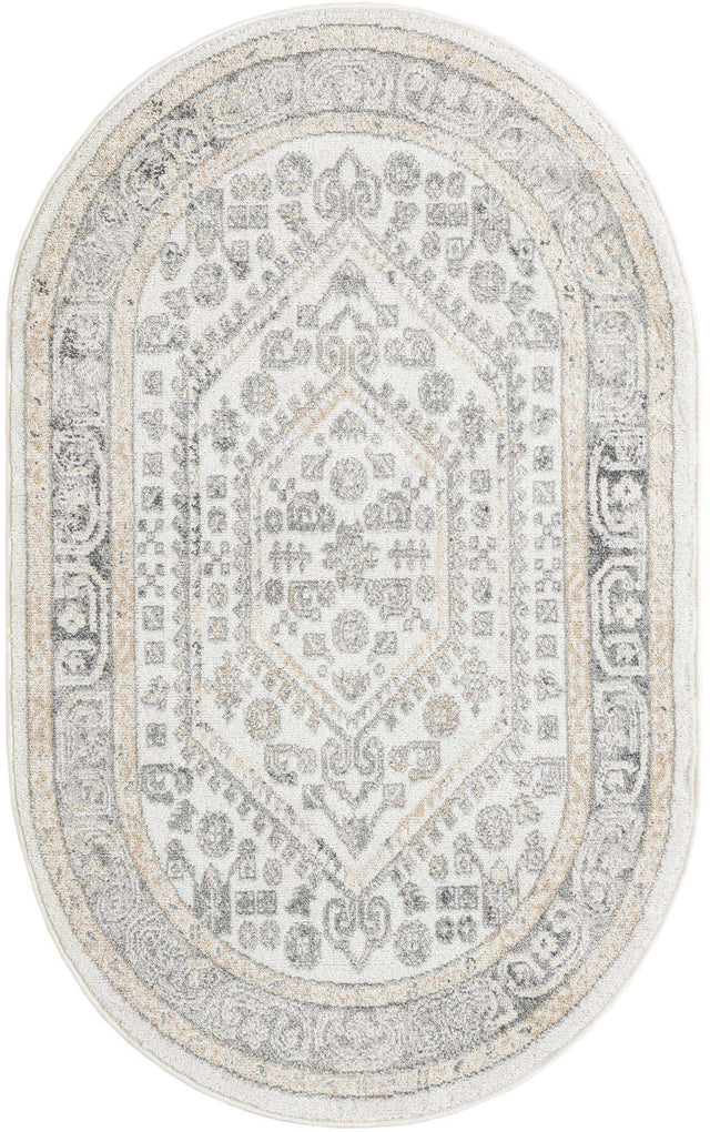 Ivory 3' 3 x 5' 3 Aurelia Oval Area Rug 100% Polypropylene & Jute Backing Living Dining Room Bedroom Office Traditional Carpet for Sale at Rug Engine