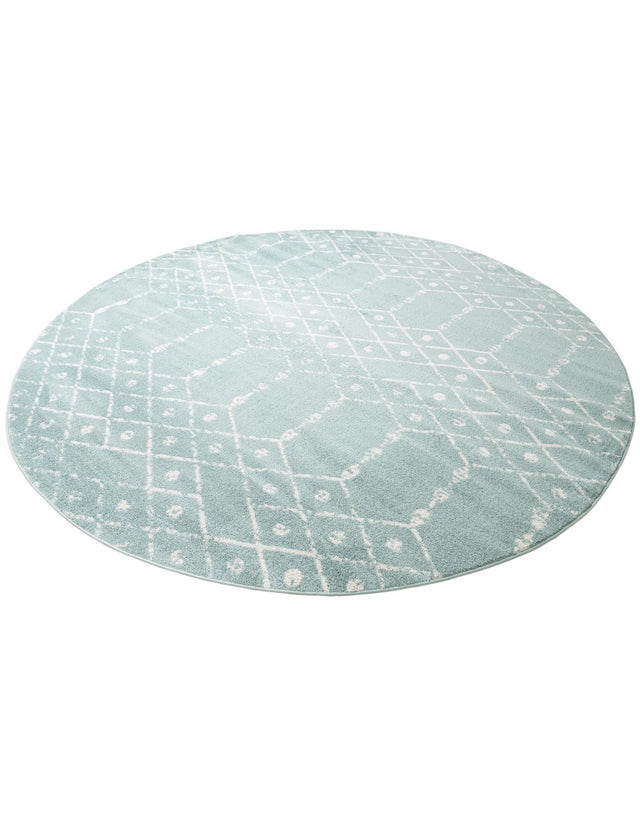 Aqua 10' x 10' Paxon Trellis Round Area Rug Geometric Durable Stain Resistant Easy Clean Carpet for Modern Interior Home Decor for Sale at Rug Engine