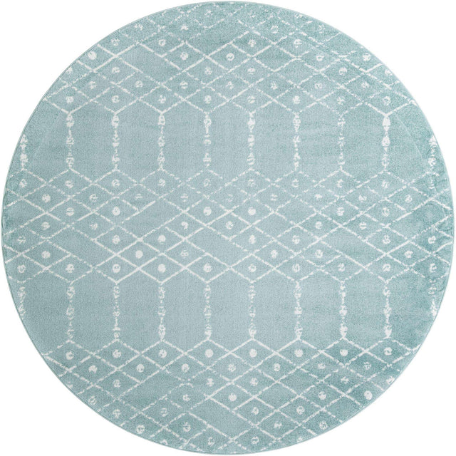 Aqua 10' x 10' Paxon Trellis Round Area Rug Geometric Durable Stain Resistant Easy Clean Carpet for Modern Interior Home Decor for Sale at Rug Engine