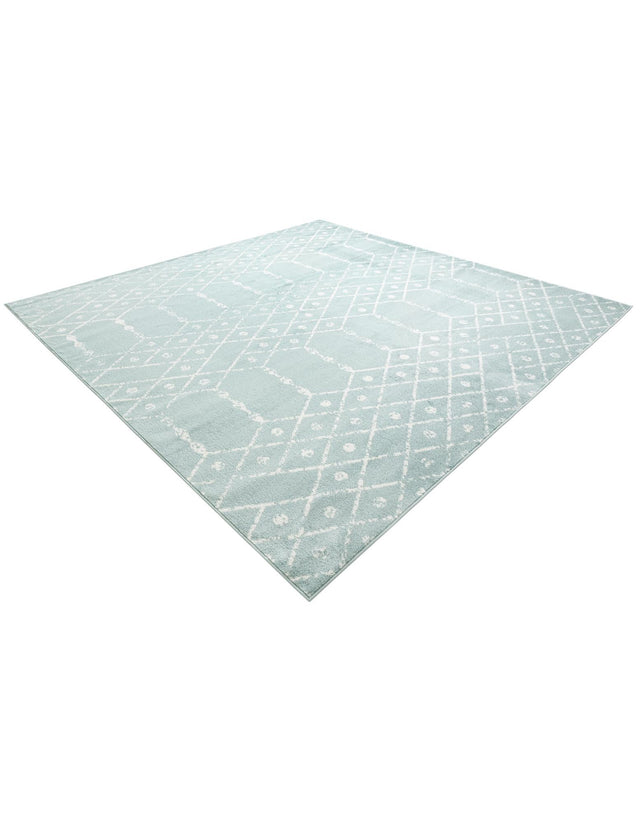 Aqua 10' x 10' Paxon Trellis Square Area Rug Geometric Durable Stain Resistant Easy Clean Carpet for Modern Interior Home Decor for Sale at Rug Engine