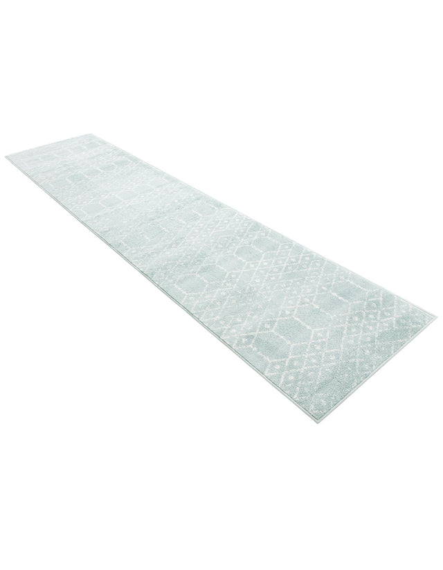 Aqua 2' 7 x 12' Paxon Trellis Runner Area Rug Geometric Durable Stain Resistant Easy Clean Carpet for Modern Interior Home Decor for Sale at Rug Engine