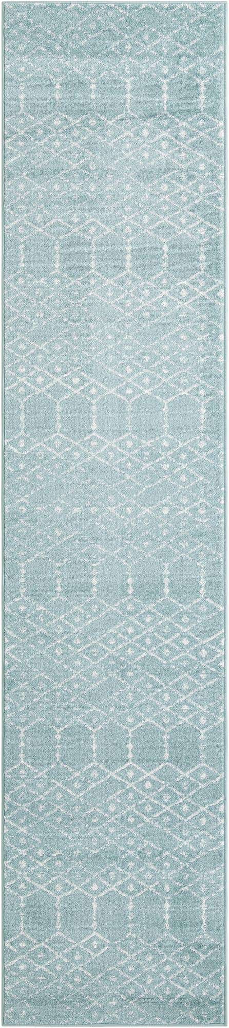 Aqua 2' 7 x 12' Paxon Trellis Runner Area Rug Geometric Durable Stain Resistant Easy Clean Carpet for Modern Interior Home Decor for Sale at Rug Engine