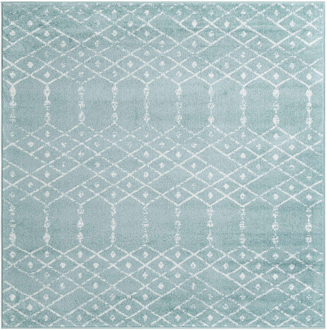 Aqua 6' 1 x 6' 1 Paxon Trellis Square Area Rug Geometric Durable Stain Resistant Easy Clean Carpet for Modern Interior Home Decor for Sale at Rug Engine