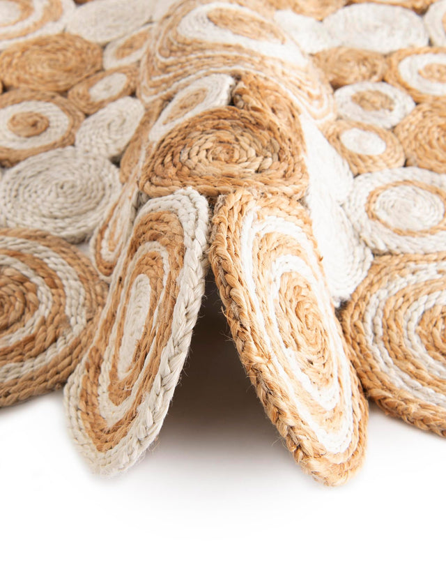 Natural and White 4' 1 x 4' 1 Braided Jute Round Area Rug 100% Jute Hand Braided Natural Eco-Friendly Boho Style Carpet for Living Rooms Dining Office Space Dorms for Sale at Rug Engine