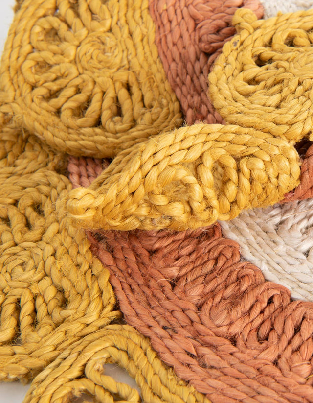 Sunflower Yellow 5' 3 x 5' 3 Braided Jute Round Area Rug 100% Jute Hand Braided Natural Eco-Friendly Boho Style Carpet for Living Rooms Dining Office Space Dorms for Sale at Rug Engine