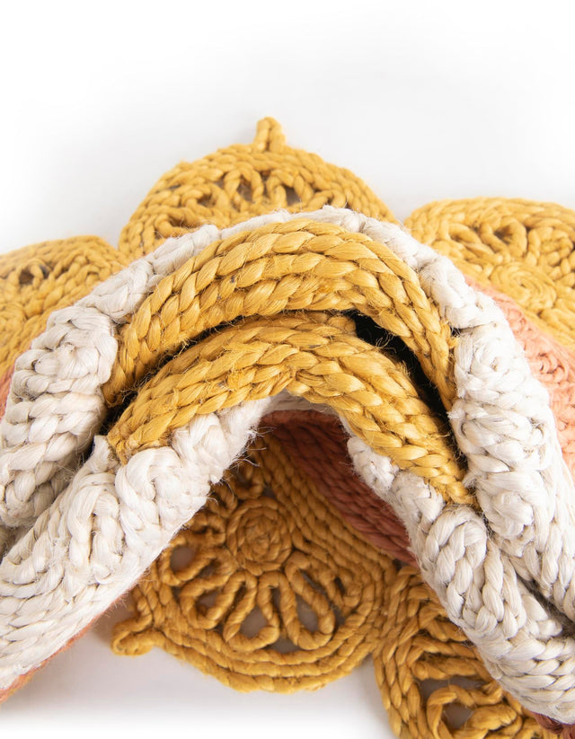 Sunflower Yellow 5' 3 x 5' 3 Braided Jute Round Area Rug 100% Jute Hand Braided Natural Eco-Friendly Boho Style Carpet for Living Rooms Dining Office Space Dorms for Sale at Rug Engine