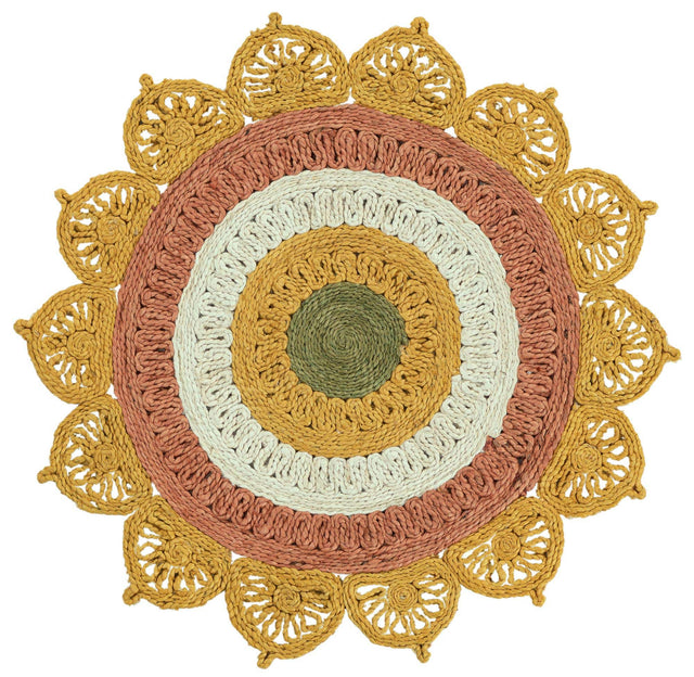 Sunflower Yellow 3' 3 x 3' 3 Braided Jute Round Area Rug 100% Jute Hand Braided Natural Eco-Friendly Boho Style Carpet for Living Rooms Dining Office Space Dorms for Sale at Rug Engine