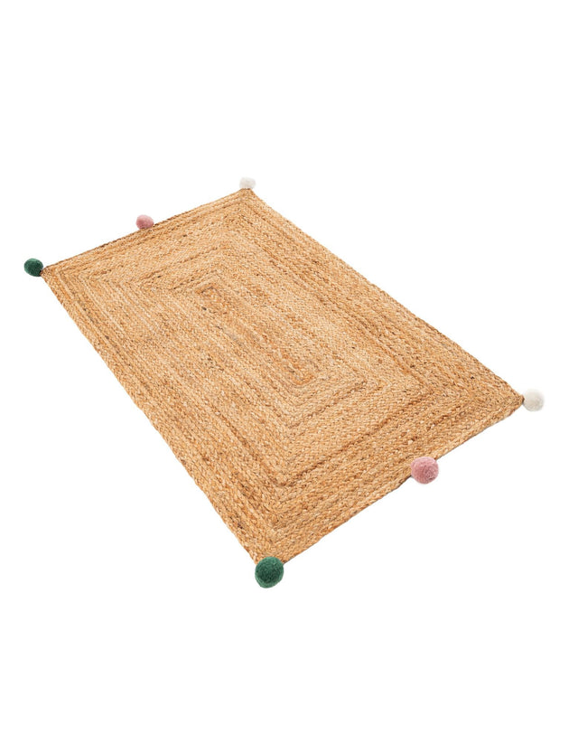 Multicolor 2' x 3' 1 Kids Braided Jute Rectangle Area Rug for Baby Nursery, Toddler Playroom, Bedrooms All Natural Eco-Friendly Sustainable Carpet for Sale at Rug Engine