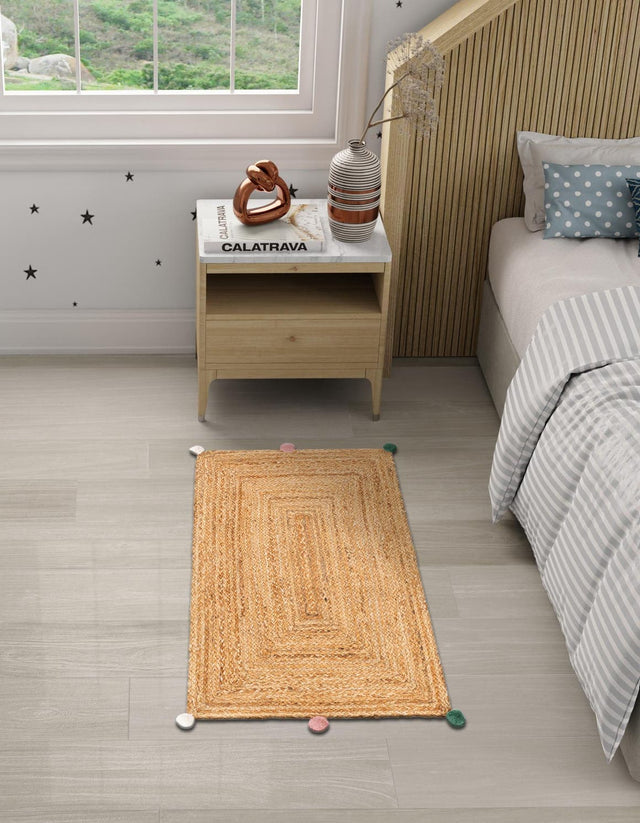 Multicolor 2' x 3' 1 Kids Braided Jute Rectangle Area Rug for Baby Nursery, Toddler Playroom, Bedrooms All Natural Eco-Friendly Sustainable Carpet for Sale at Rug Engine