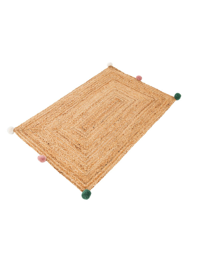 Multicolor 2' x 3' 1 Kids Braided Jute Rectangle Area Rug for Baby Nursery, Toddler Playroom, Bedrooms All Natural Eco-Friendly Sustainable Carpet for Sale at Rug Engine