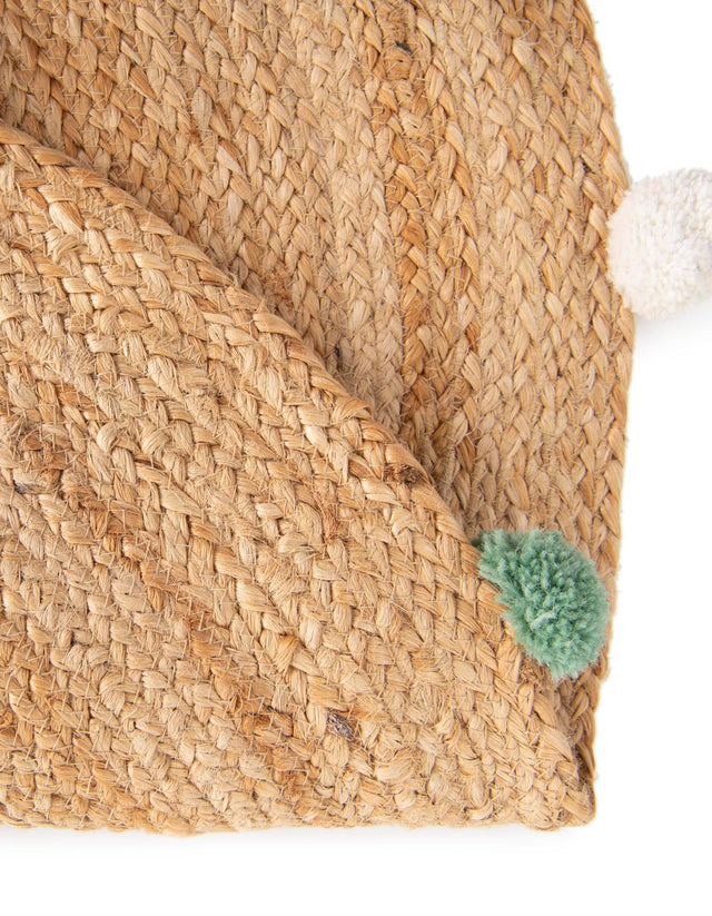 Multicolor 5' 3 x 5' 3 Kids Braided Jute Round Area Rug for Baby Nursery, Toddler Playroom, Bedrooms All Natural Eco-Friendly Sustainable Carpet for Sale at Rug Engine