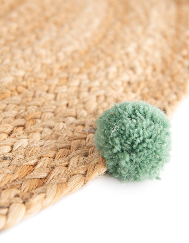 Multicolor 5' 3 x 5' 3 Kids Braided Jute Round Area Rug for Baby Nursery, Toddler Playroom, Bedrooms All Natural Eco-Friendly Sustainable Carpet for Sale at Rug Engine